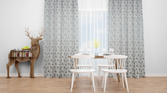 Draperie Gri cu Camp Floral Negru Perdele de Poveste