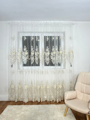 Perdea alba cu design auriu Perdele de Poveste