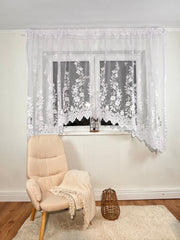 Perdea Bucatarie Flori albe - 3 m L Perdele de Poveste