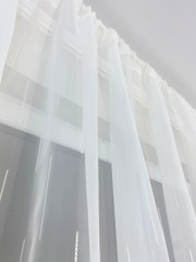 Perdea Voal Crem cu Model Linii Crem Perdele de Poveste