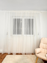 Perdea Voal Crem cu Model Linii Crem Perdele de Poveste