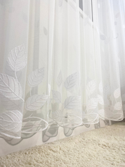 Perdea cu Frunze Albe Brodate Perdele de Poveste