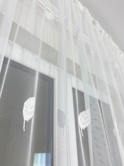 Perdea cu Frunze Albe Brodate Perdele de Poveste