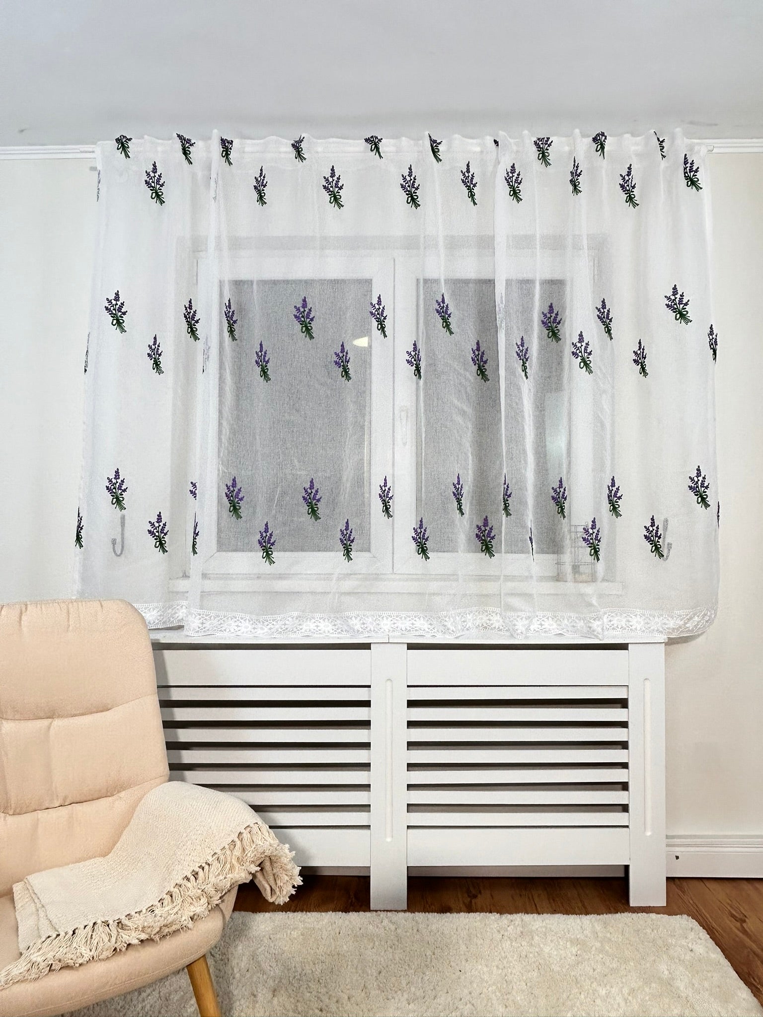 Perdea de Bucatarie cu Buchete de Lavanda Perdele de Poveste