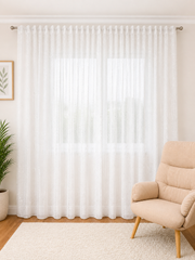 Perdea Matase alba cu imprimeu argintiu cod 2098 Perdele de Poveste