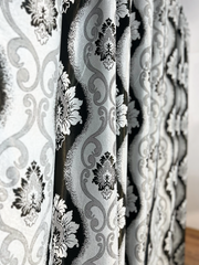 Draperie Blackout model ondulat gri-negru Perdele de Poveste