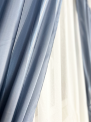 Draperie bleu cu model linii semitransparenta Perdele de Poveste