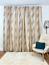 Draperie Blackout crem cu linii delicate maro Perdele de Poveste