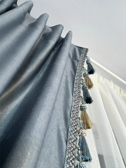 Draperie Soft gri model cu ciucuri Perdele de Poveste