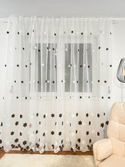 Perdea tip In cu Model floral maro alb Perdele de Poveste