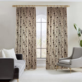 Draperie Blackout crem model ramuri cu flori maro (2025) Perdele de Poveste