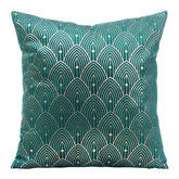 Față de Pernă AGNES cu imprimeu auriu în stil oriental verde Perdele de Poveste