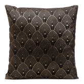 Față de Pernă AGNES cu imprimeu auriu în stil oriental negru Perdele de Poveste