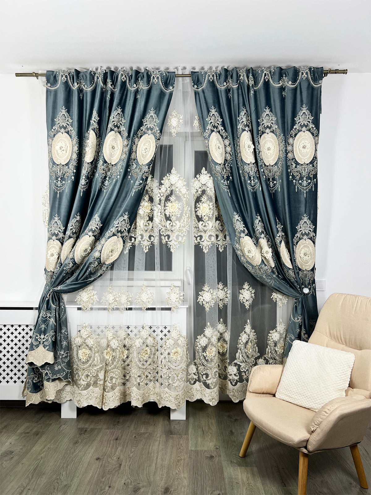 Set Perdea si Draperie Catifea Imperial Elisabeta Perdele de Poveste