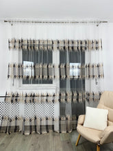 Perdea Brodată maro crem fagure Perdele de Poveste