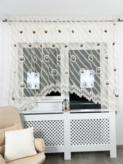 Perdea Bucătărie Cercuri alb maro - 3 m L Perdele de Poveste