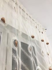 Perdea Bucătărie Cercuri alb maro - 3 m L Perdele de Poveste