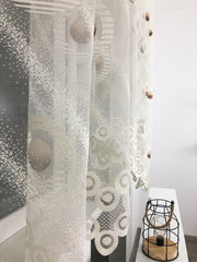 Perdea Bucătărie Cercuri alb maro - 3 m L Perdele de Poveste