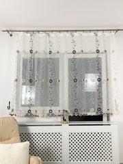 Perdea Bucătărie Flori crem maro Perdele de Poveste