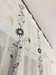 Perdea Bucătărie Flori crem maro Perdele de Poveste