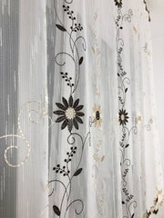 Perdea Bucătărie Flori crem maro Perdele de Poveste