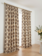 Draperie Blackout crem cu flori maro Perdele de Poveste