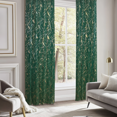 Draperie Blackout Verde cu Nuante Argintii / Aurii Perdele de Poveste