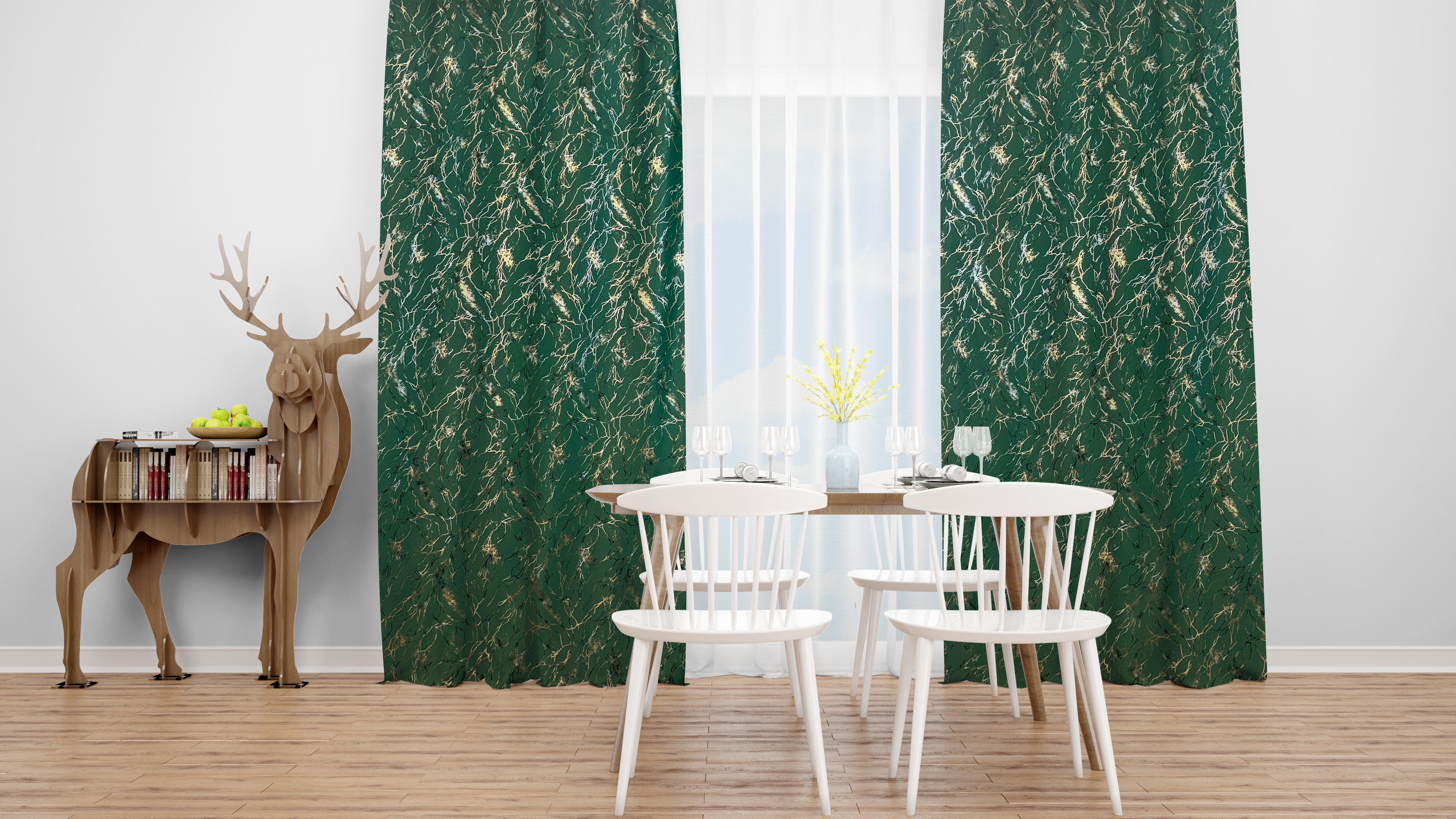 Draperie Blackout Verde cu Nuante Argintii / Aurii Perdele de Poveste