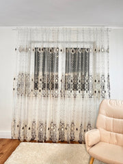 Perdea Brodată cu model maro cod 2070 Perdele de Poveste