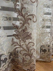 Perdea Brodată cu model maro cod 2070 Perdele de Poveste