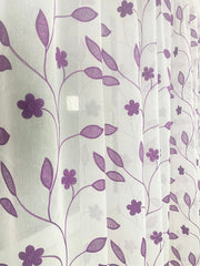 Perdea alba cu broderie florala lila cod 2097 Perdele de Poveste