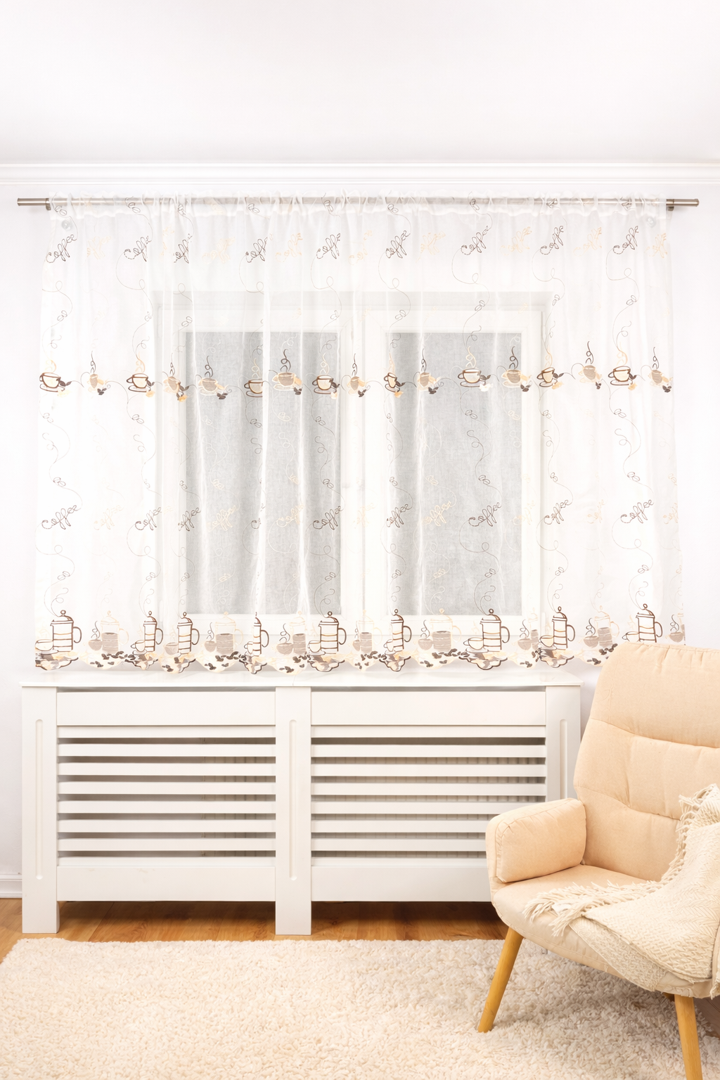 Perdea de Bucătărie Model Ceașcă de Cafea