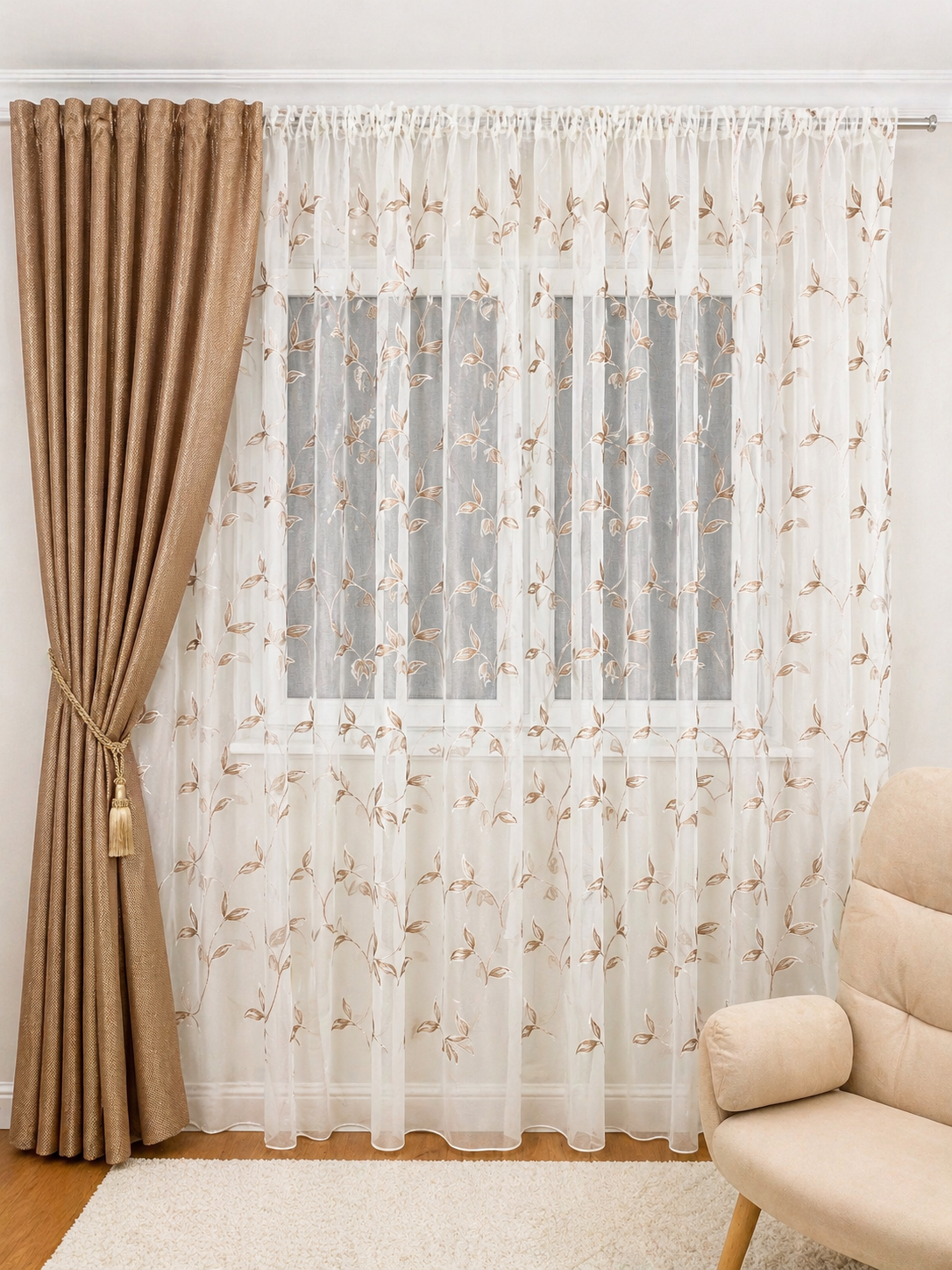 Perdea alba tip in model crem cod 2087 Perdele de Poveste