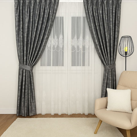 Set Perdea si Draperie Catifea cu model Crina Perdele de Poveste