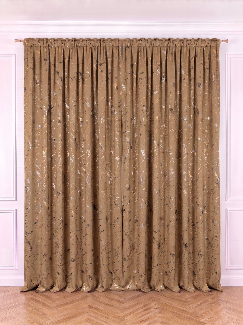 Draperie Blackout Camel cu Nuante Argintii / Aurii Perdele de Poveste
