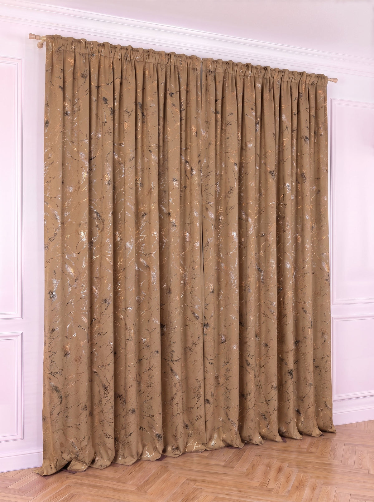Draperie Blackout Camel cu Nuante Argintii / Aurii Perdele de Poveste