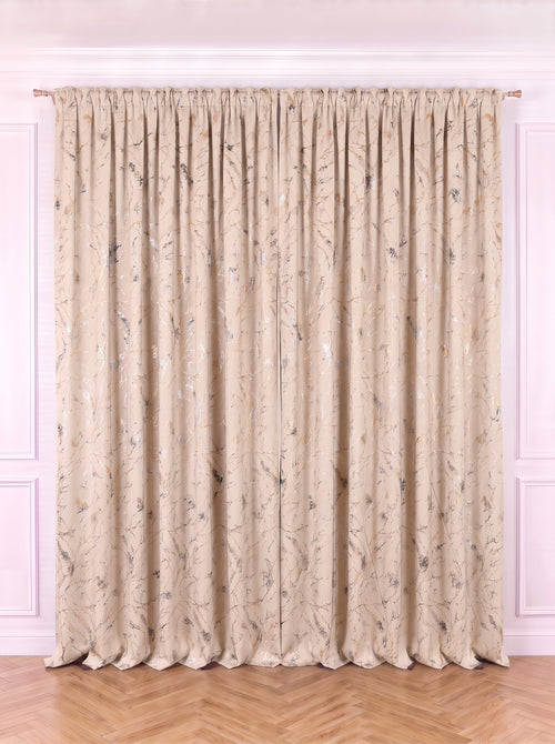 Draperie Blackout Crem cu Nuante Argintii / Aurii Perdele de Poveste