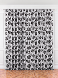 Draperie Blackout gri argintiu cu flori negre Perdele de Poveste