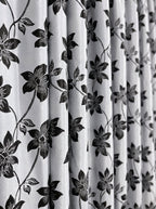 Draperie Blackout gri argintiu cu flori negre Perdele de Poveste