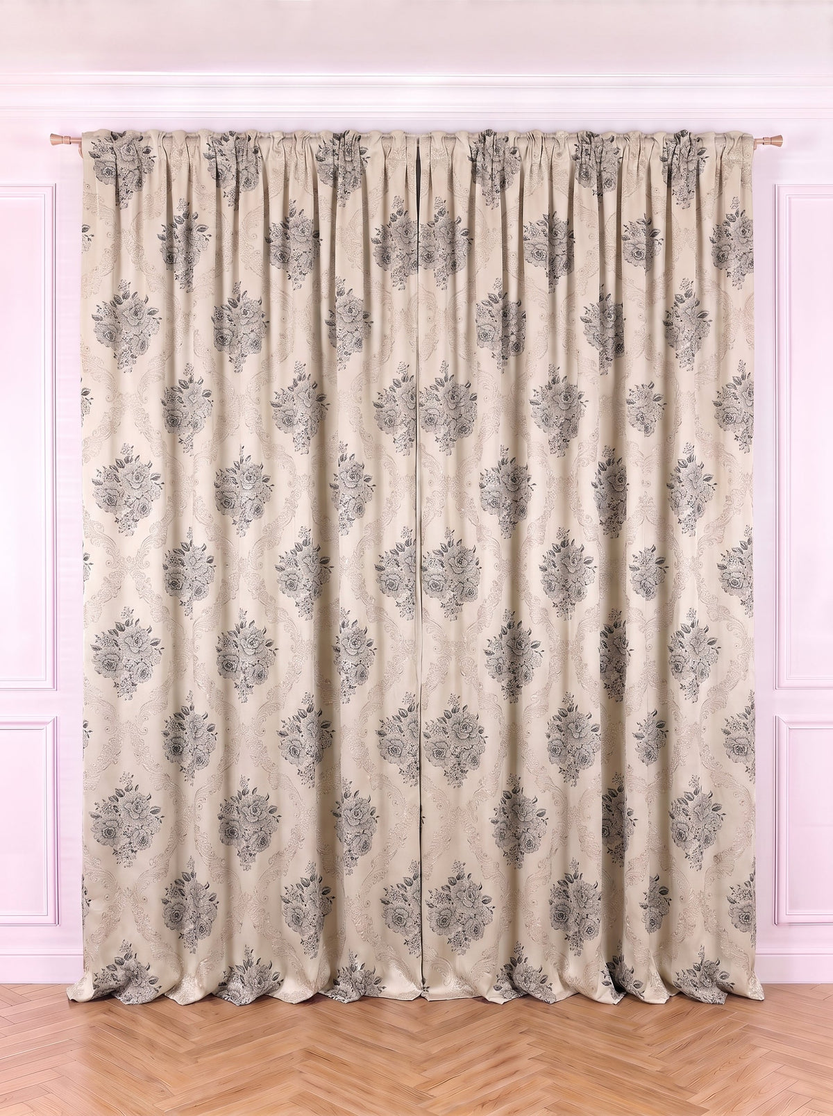 Draperie Blackout model Baroc gri Perdele de Poveste