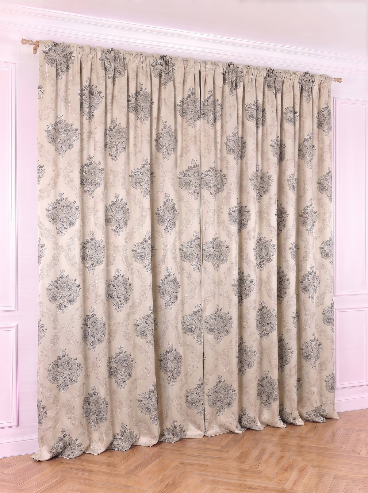 Draperie Blackout model Baroc gri Perdele de Poveste