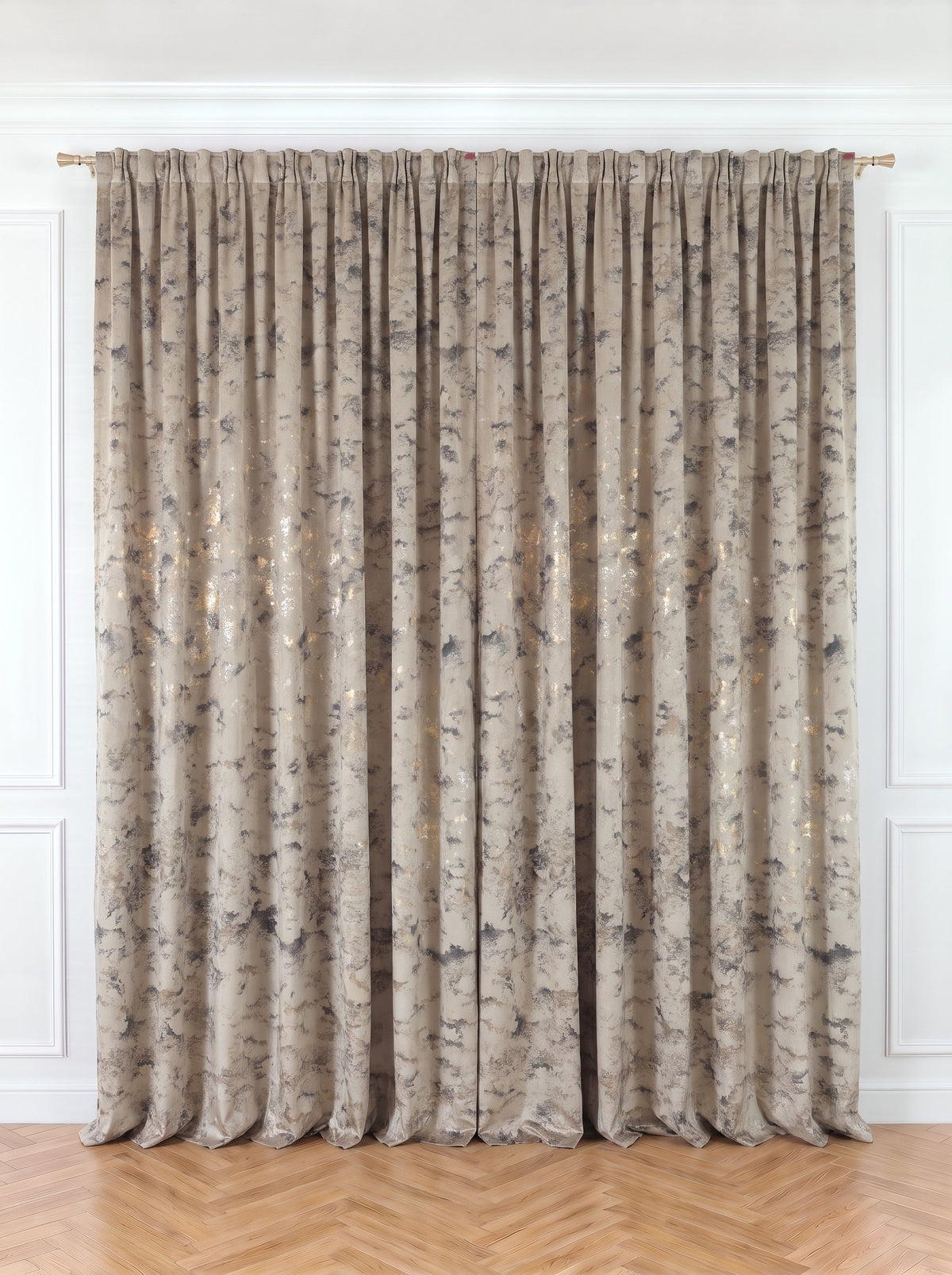Draperie Catifea Insertii Bej Marmorat Perdele de Poveste