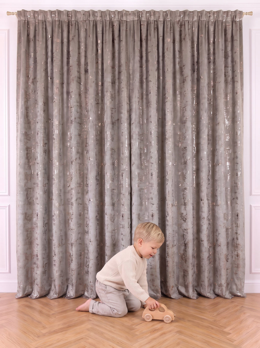 Draperie Catifea Insertii Gri Argintiu Perdele de Poveste