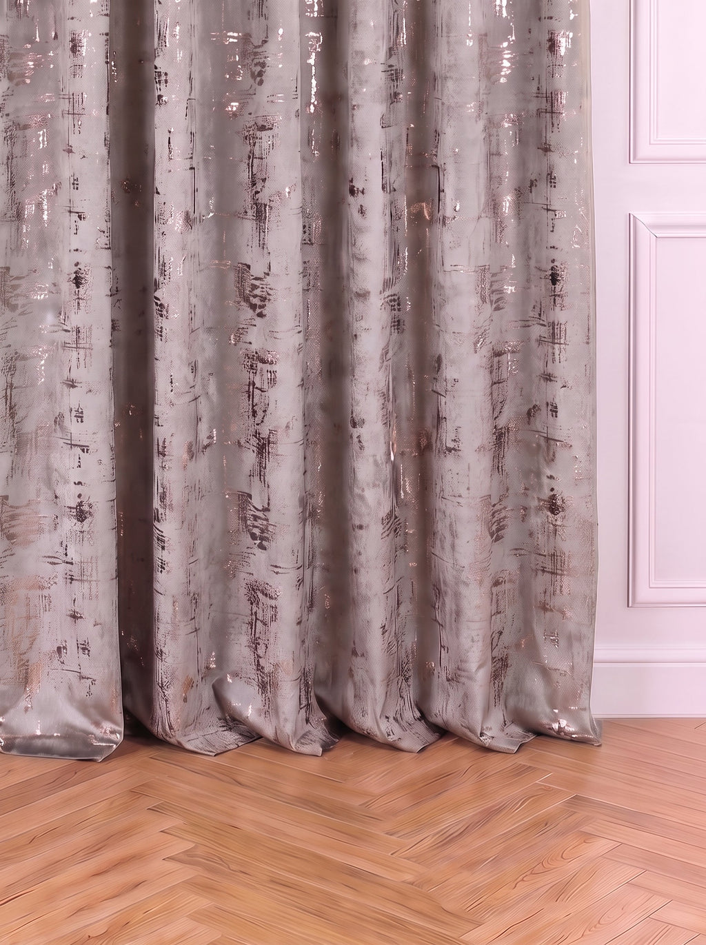 Draperie Catifea Insertii Gri Argintiu Perdele de Poveste