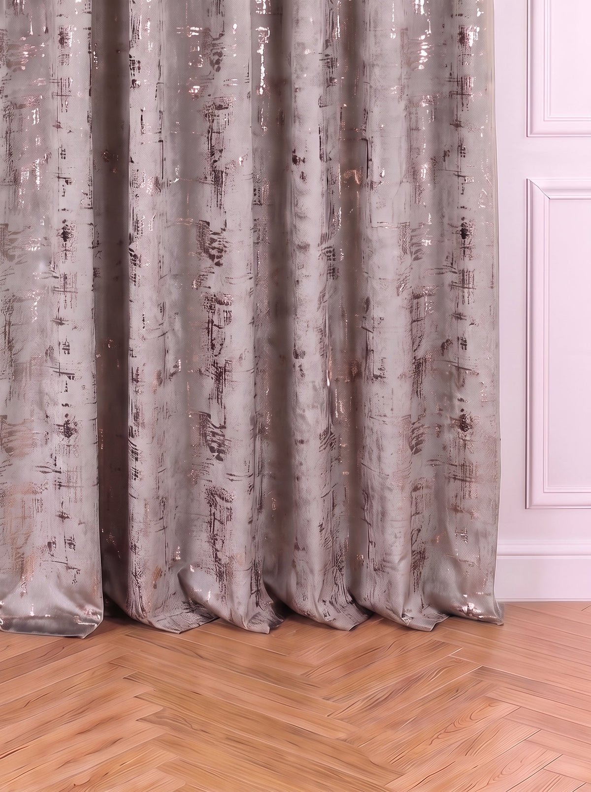 Draperie Catifea Insertii Gri Argintiu Perdele de Poveste
