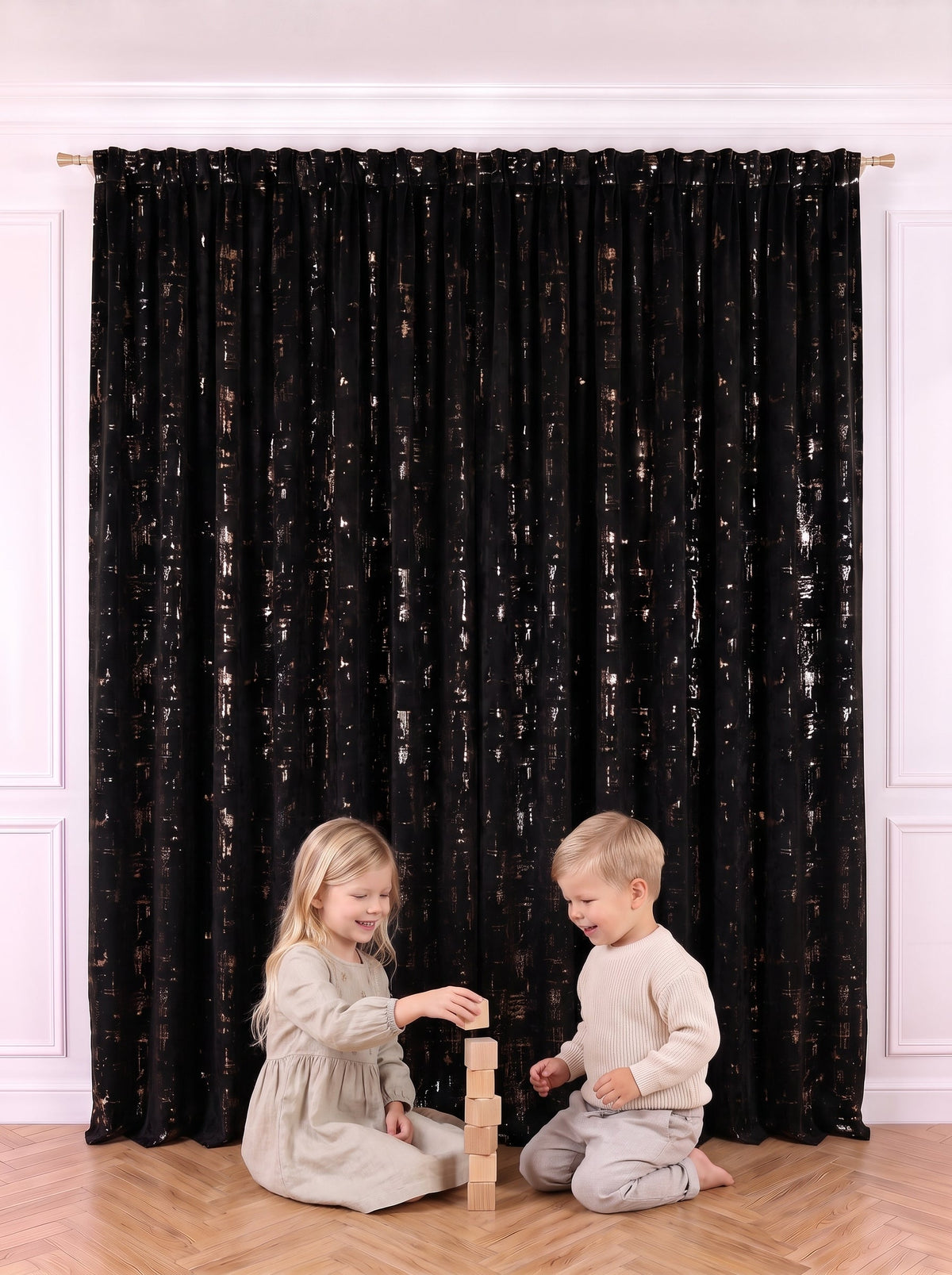 Draperie Catifea Insertii Negru Perdele de Poveste