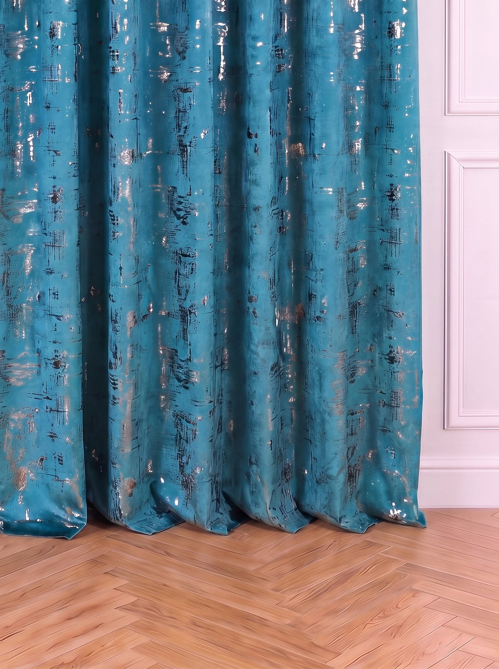 Draperie Catifea Insertii Turcoaz Perdele de Poveste