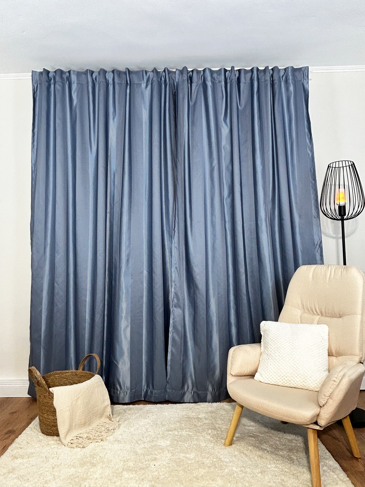 Draperie bleu cu model linii semitransparenta Perdele de Poveste