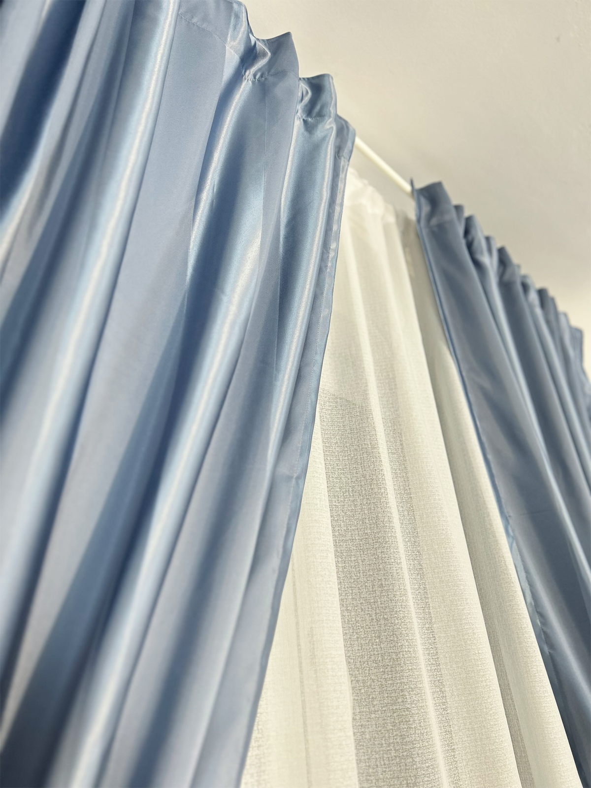 Draperie bleu cu model linii semitransparenta Perdele de Poveste