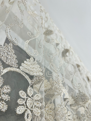 Perdea alba cu Broderie cod 2055 Perdele de Poveste